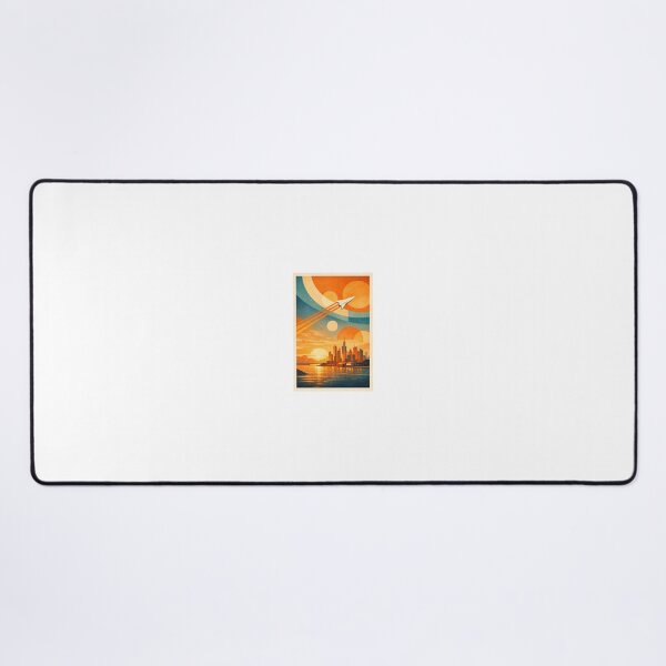 Item preview, Paper Plane Over Retro Futuristic City Sunset designed and sold by LumexStudio.