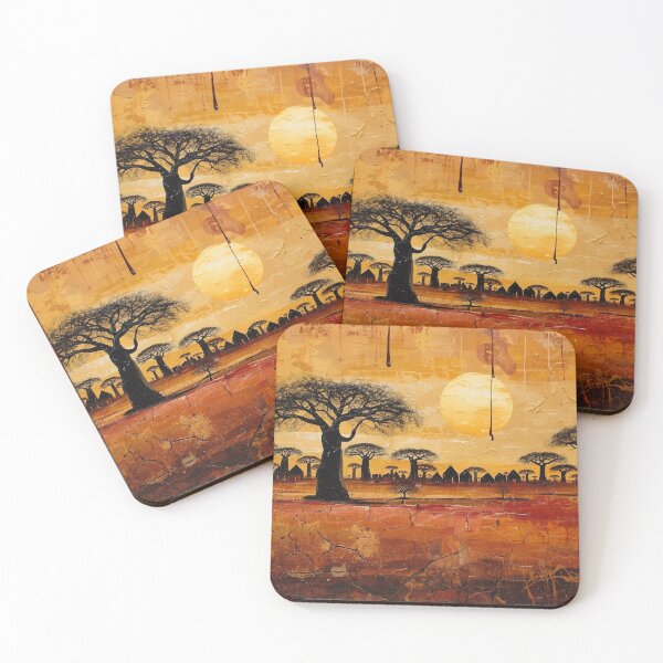 Item preview, African Baobab Tree Abstract Landscape Art Work designed and sold by Inkingdesigns.