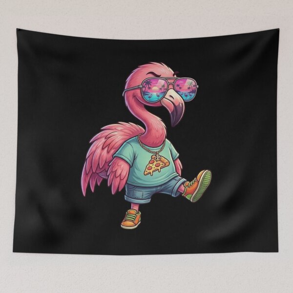 Item preview, Cool Flamingo With Sunglasses Retro Animal Graphic designed and sold by bilal sibgui.