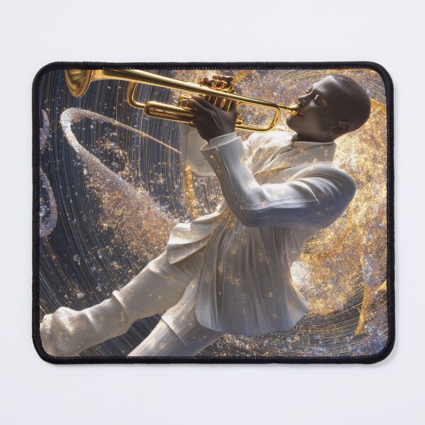 Item preview, Cosmic Jazz Consciousness Trumpet — Bold Gold Soul Music Art Print designed and sold by CosmicRockArt.