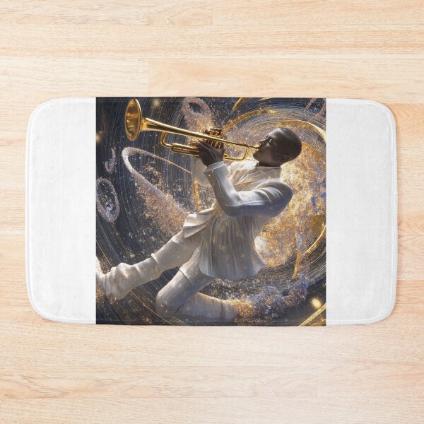Item preview, Cosmic Jazz Consciousness Trumpet — Bold Gold Soul Music Art Print designed and sold by CosmicRockArt.