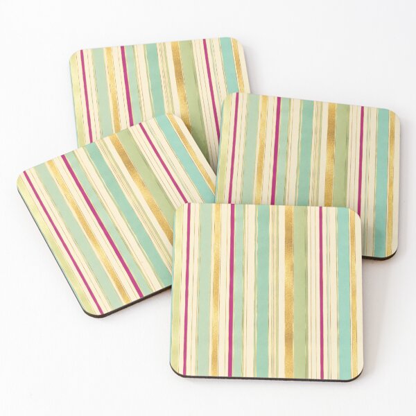 Item preview, Aqua Gold Stripe Wallpaper | Luxury Coastal Chic Seamless Pattern designed and sold by astersgraphics.