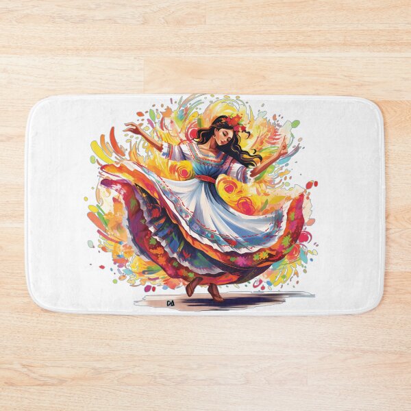 Item preview, Mexican Folkloric Dancer Art Print Colorful Ballet Folklorico Viva Mexico Poster designed and sold by DesignArtist.ia.