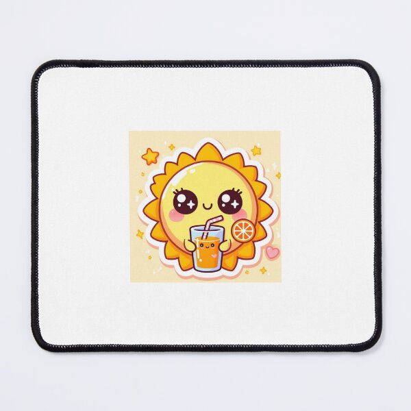 Item preview, Kawaii Sun with Juice Sticker | Chibi Sun Drinking Orange Juice in Summer designed and sold by PastelPawsArt.