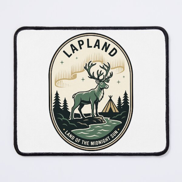 Item preview, Vintage Lapland Reindeer Aurora Borealis Nature Badge designed and sold by k3rstman1.