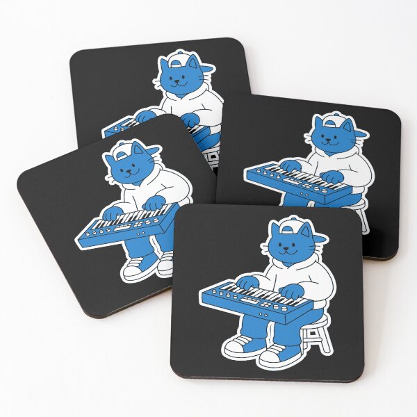 Item preview, Cat Playing Synthesizer Sticker, Music Producer Cat, Electronic Music Cartoon Design designed and sold by Mono.fi Studios.