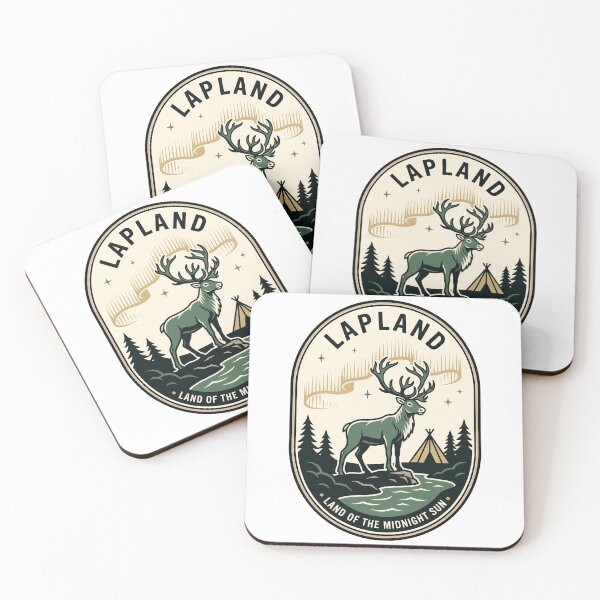 Item preview, Vintage Lapland Reindeer Aurora Borealis Nature Badge designed and sold by k3rstman1.