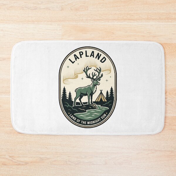 Item preview, Vintage Lapland Reindeer Aurora Borealis Nature Badge designed and sold by k3rstman1.
