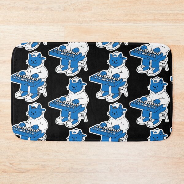 Item preview, Cat Playing Synthesizer Sticker, Music Producer Cat, Electronic Music Cartoon Design designed and sold by Mono.fi Studios.