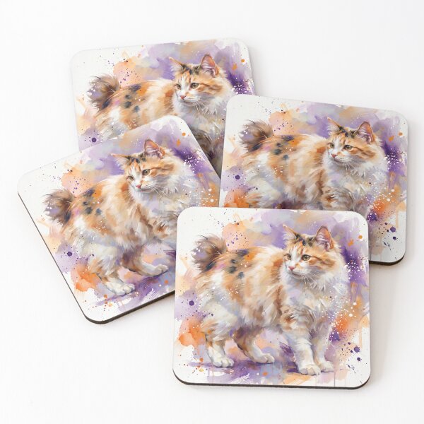 Item preview, Watercolor Calico Cat Standing Art Portrait designed and sold by Paolo-Bandal.