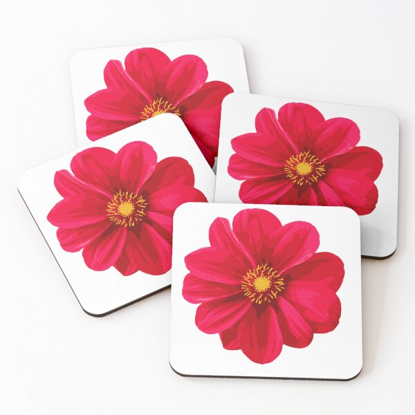 Item preview, Red Dahlia Flower Botanical Summer Floral Illustration designed and sold by vibecraft_studio2.