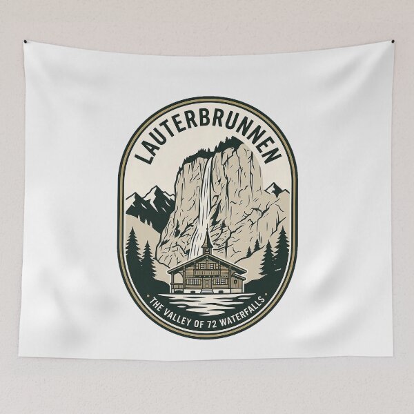 Item preview, Vintage Lauterbrunnen Switzerland Valley of 72 Waterfalls designed and sold by k3rstman1.