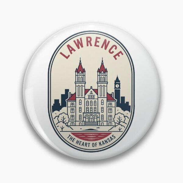 Item preview, Lawrence Kansas Retro University Town Skyline Badge designed and sold by k3rstman1.