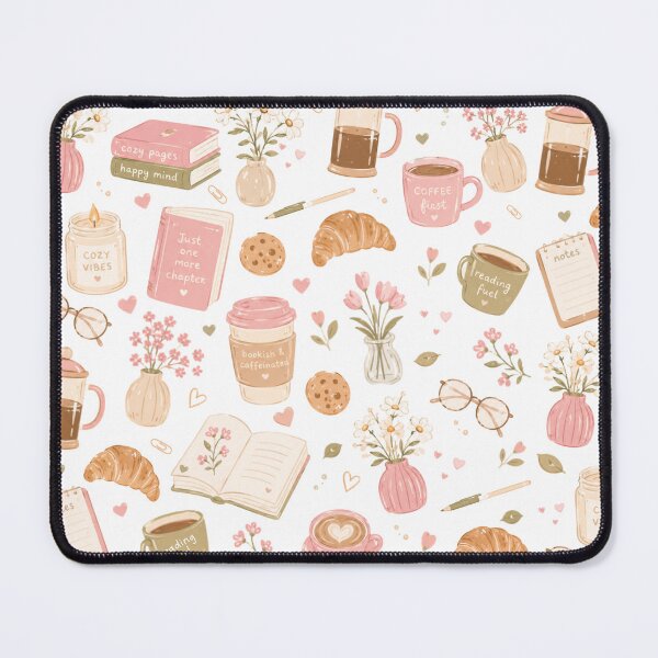 Item preview, Cozy Coffee & Books Pattern Blush Pink designed and sold by StrawberryStudio.