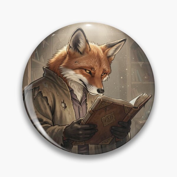 Item preview, Anthropomorphic fox in an old library, engrossed in an ancient book full of knowledge and atmosphere. designed and sold by FotoworldEdel.