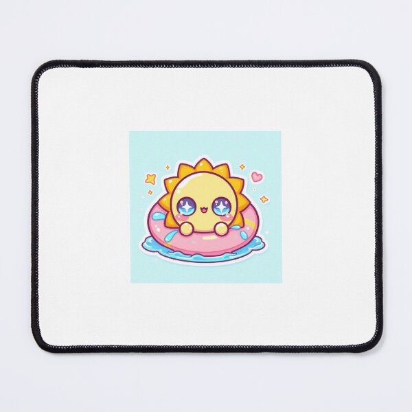 Item preview, Kawaii Sun with Swimming Ring Sticker | Chibi Sun in Inflatable Pool Tube designed and sold by PastelPawsArt.