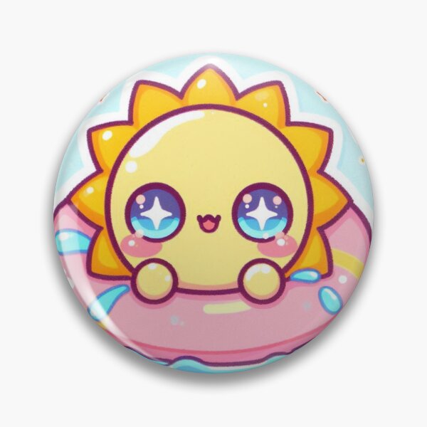 Item preview, Kawaii Sun with Swimming Ring Sticker | Chibi Sun in Inflatable Pool Tube designed and sold by PastelPawsArt.