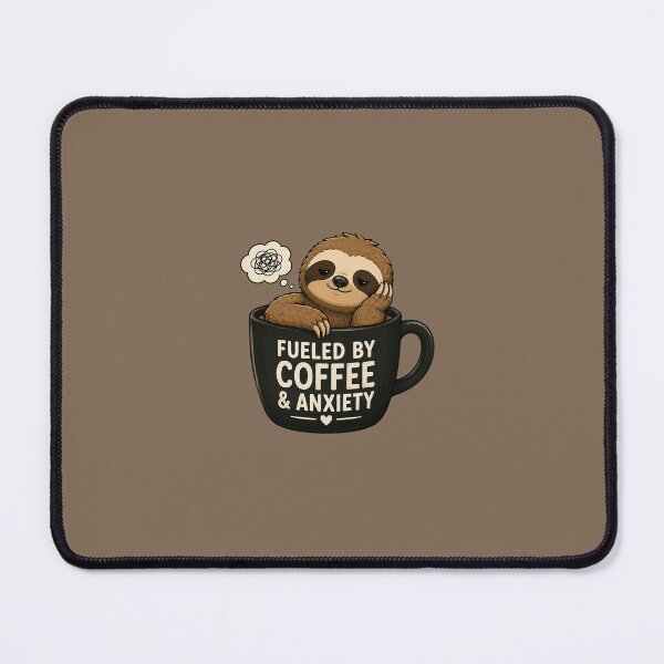 Item preview, Fueled By Coffee And Anxiety Cute Sloth Overthinker Design designed and sold by Cascio311.