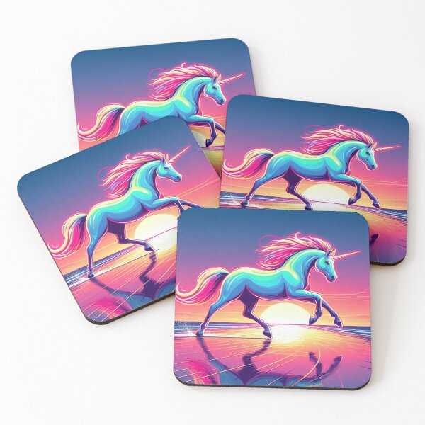 Item preview, Neon Unicorn Run – Fantasy Sunset Art designed and sold by Dogandesighn.