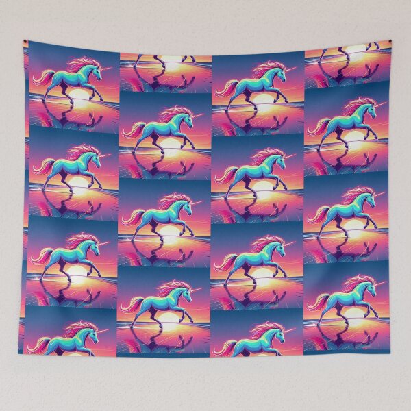 Item preview, Neon Unicorn Run – Fantasy Sunset Art designed and sold by Dogandesighn.