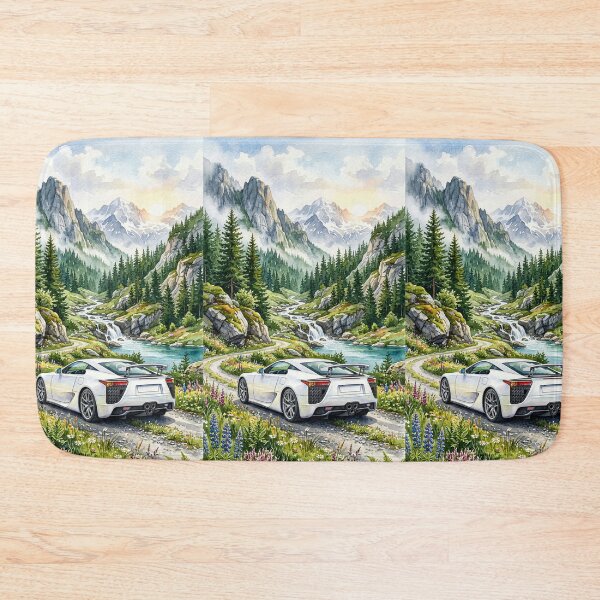 Item preview, Watercolor Painting Exotic Supercar Driving Along Mountain Stream designed and sold by RevUpDesign.