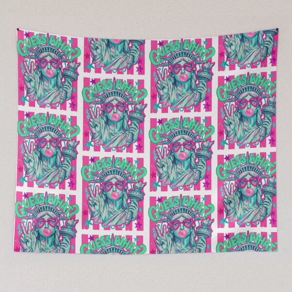 Item preview, Guess What Statue Of Liberty Bubblegum Patriotic Striped Aesthetic designed and sold by jinajinawoodood.