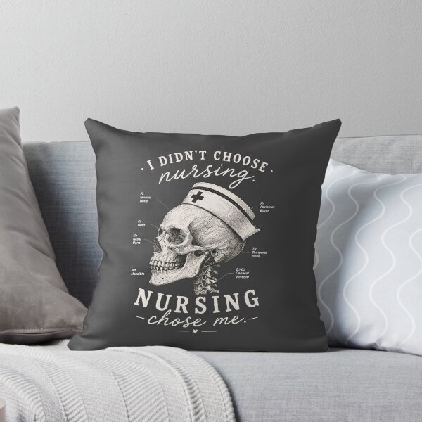 Item preview, I Didn't Choose Nursing Nursing Chose Me – Skull Nurse Cream White T-Shirt designed and sold by KiwyStudio.