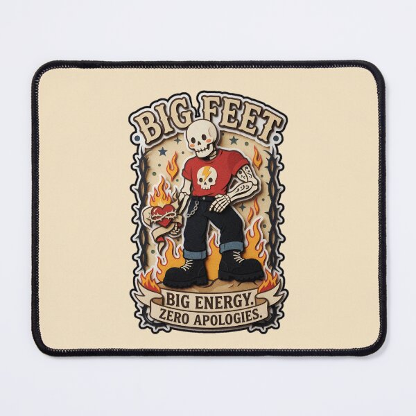Item preview, Big Feet Big Energy Zero Apologies Skeleton Punk Graphic — Dark Humor Confidence Streetwear designed and sold by SkTee2k.