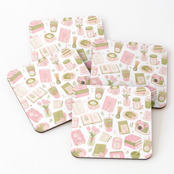 Item preview, Matcha and Pastry Pattern | Pink Bakery Illustration  designed and sold by StrawberryStudio.