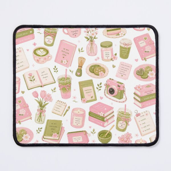 Item preview, Matcha and Pastry Pattern | Pink Bakery Illustration  designed and sold by StrawberryStudio.
