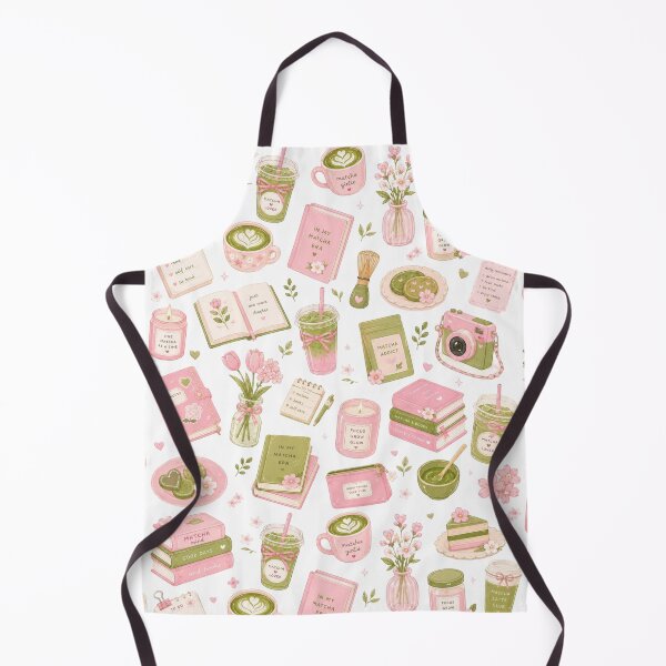 Item preview, Matcha and Pastry Pattern | Pink Bakery Illustration  designed and sold by StrawberryStudio.