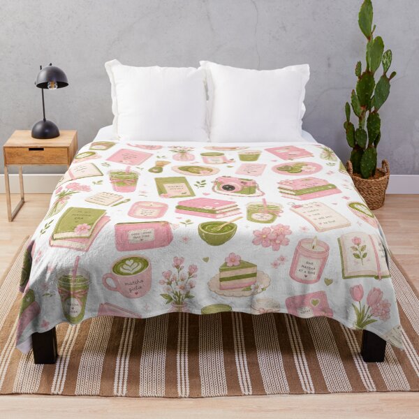 Item preview, Matcha and Pastry Pattern | Pink Bakery Illustration  designed and sold by StrawberryStudio.