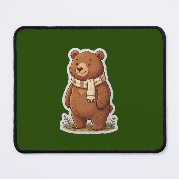 Item preview, Cute Brown Bear in Scarf Cartoon Sticker designed and sold by Trigart-art.