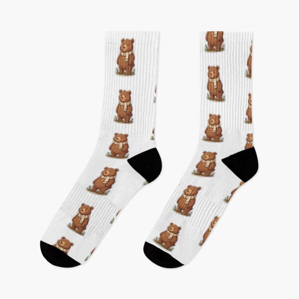Item preview, Cute Brown Bear in Scarf Cartoon Sticker designed and sold by Trigart-art.