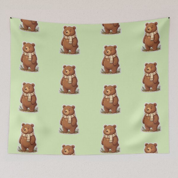 Item preview, Cute Brown Bear in Scarf Cartoon Sticker designed and sold by Trigart-art.