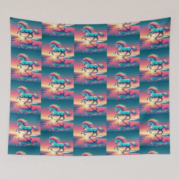 Item preview, Neon Unicorn Grace – Fantasy Sunset Art designed and sold by Dogandesighn.