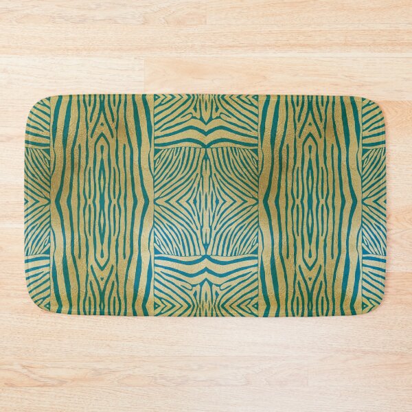 Item preview, Hand drawn teal and gold zebra stripes designed and sold by Anne Londez Studio.