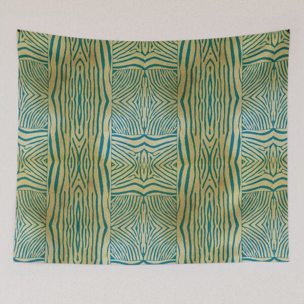 Item preview, Hand drawn teal and gold zebra stripes designed and sold by Anne Londez Studio.