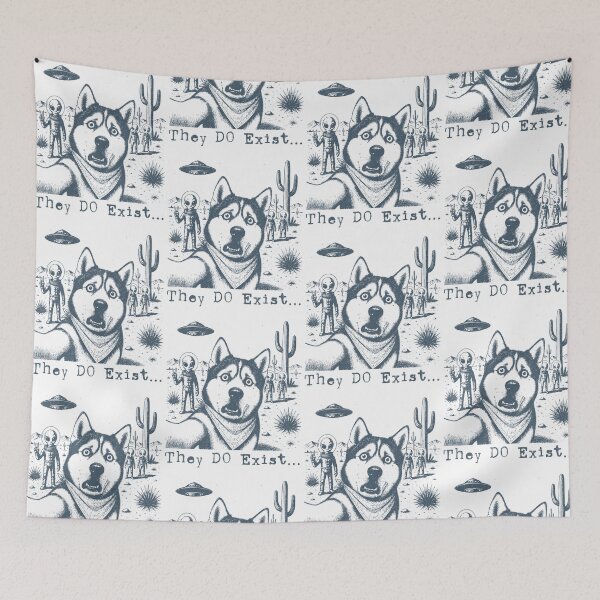 Item preview, They Do Exist Funny Husky Alien Believer Retro UFO designed and sold by jinajinawoodood.