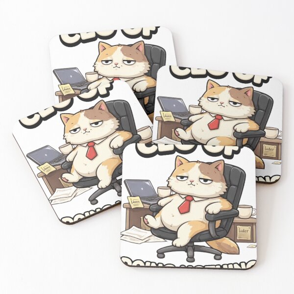 Item preview, "Office Cat on Casual Mode"  "Meet the CEO of Naps" CEO of Doing Nothing Cat design stickers designed and sold by Ulikedigital14.