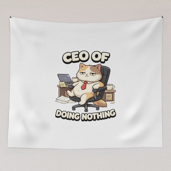 Item preview, "Office Cat on Casual Mode"  "Meet the CEO of Naps" CEO of Doing Nothing Cat design stickers designed and sold by Ulikedigital14.