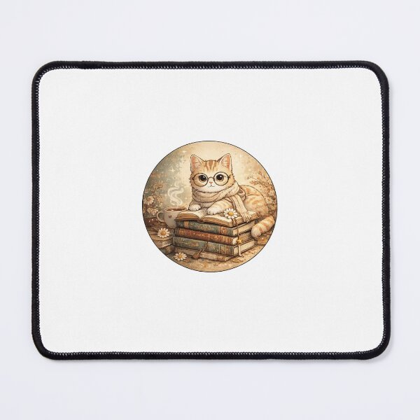 Item preview, Cozy Scholar Cat Reading Books Art designed and sold by GUINewAlex.