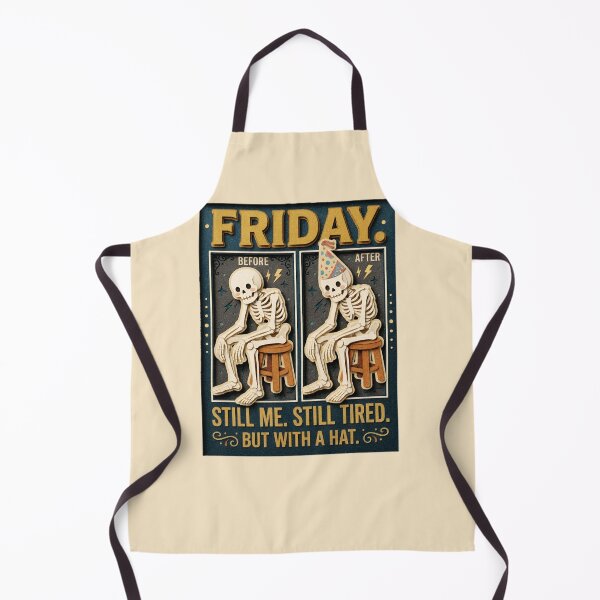 Item preview, Friday Still Me Still Tired But With A Hat Skeleton Before After — Funny Work Week Humor Graphic designed and sold by SkTee2k.