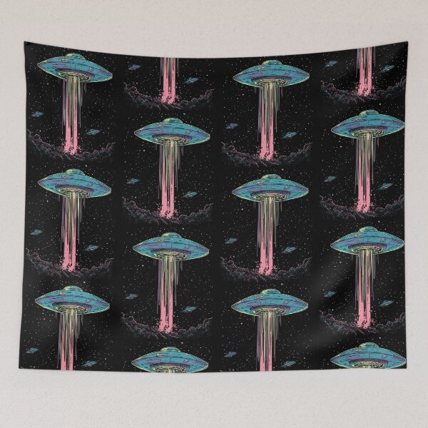 Item preview, UFO Abduction Beam Vintage Sci-Fi Alien Spaceship designed and sold by jinajinawoodood.