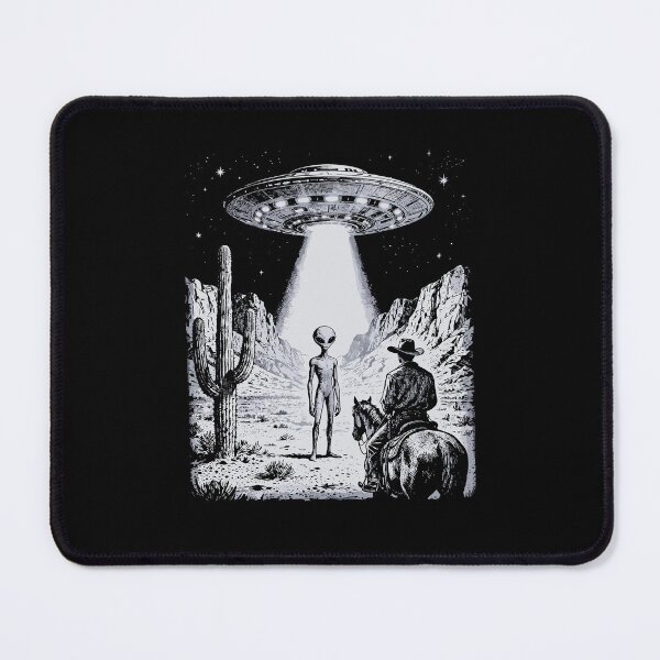Item preview, Vintage UFO Cowboy Alien Abduction Desert Western Country designed and sold by jinajinawoodood.