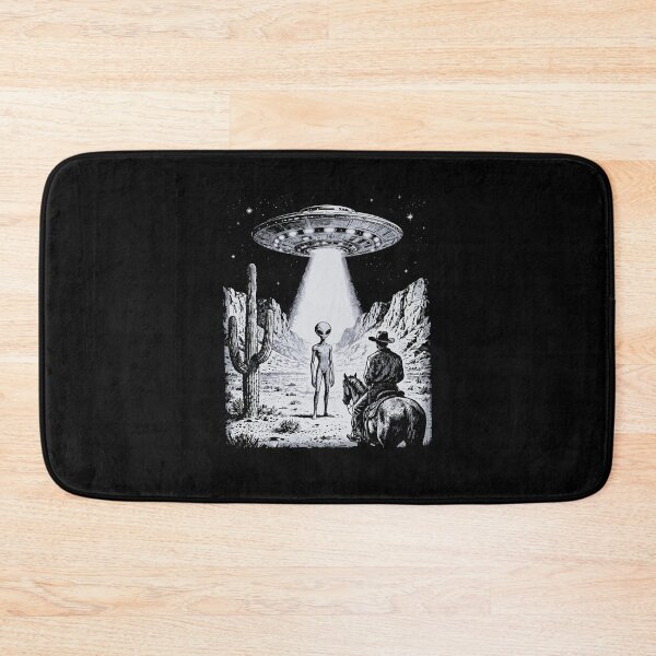 Item preview, Vintage UFO Cowboy Alien Abduction Desert Western Country designed and sold by jinajinawoodood.