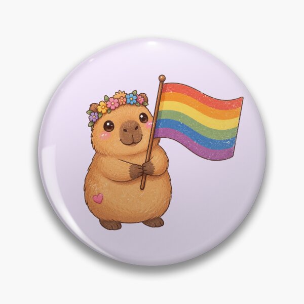 Item preview, Cute Capybara Holding Rainbow Pride Flag designed and sold by SweetLilith.