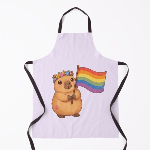 Item preview, Cute Capybara Holding Rainbow Pride Flag designed and sold by SweetLilith.