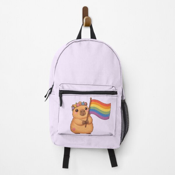 Item preview, Cute Capybara Holding Rainbow Pride Flag designed and sold by SweetLilith.