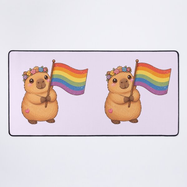 Item preview, Cute Capybara Holding Rainbow Pride Flag designed and sold by SweetLilith.